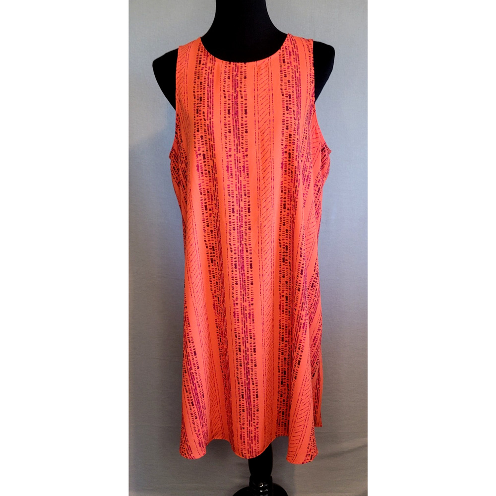Apt. 9 Women’s Orange Print Sleeveless Shift Dress XL • Lined • Zip Back